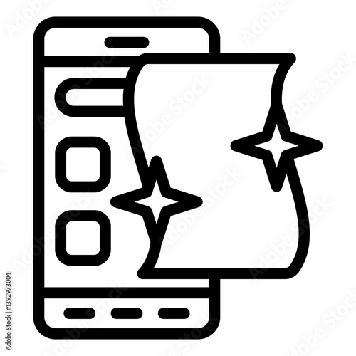 Smartphone screen wipe napkin line icon, disinfection concept. Vector graphics. Clean your display sign on white background, style mobile or design.