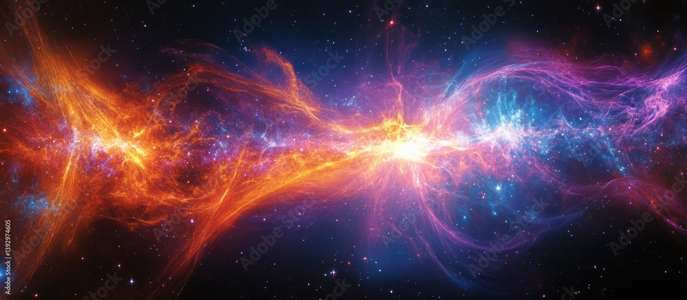 Fototapeta premium Cosmic Nebula Collision, Space, Science, Background, Stock Photo