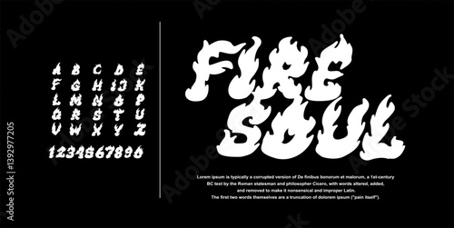 Firesoul of font is burning font alphabet cartoon style vector illustration. Font set isolated on a black background. Fire type good for title , film, design young spirit and flame font