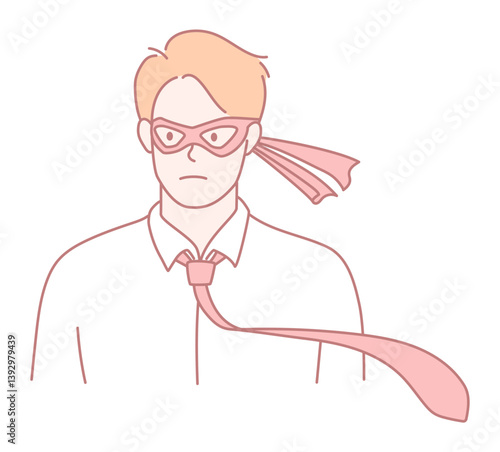 A contemporary superhero sporting a stylish tie and a mask, merging elements of professionalism with heroism