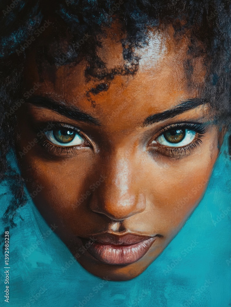 Woman's Face with Blue Eyes Close Up