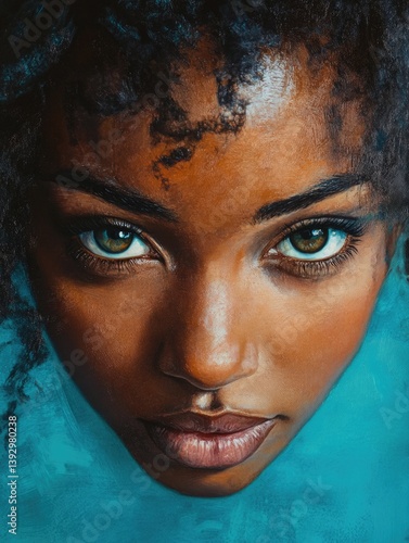 Woman's Face with Blue Eyes Close Up