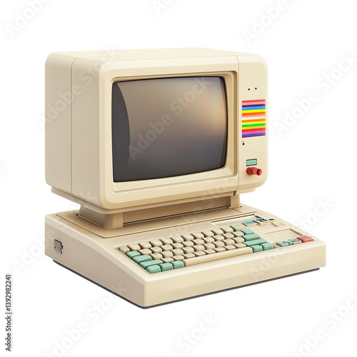 Retro computer isolated on a white background. 