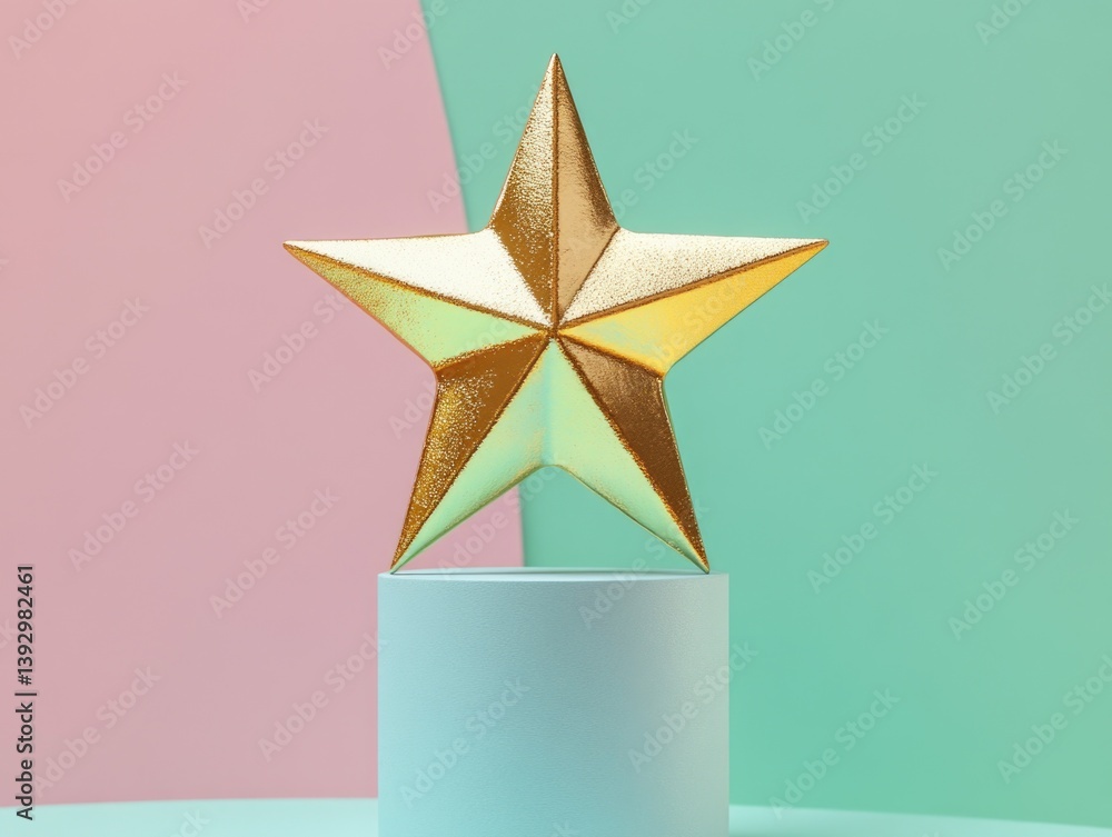 Gold Star on Pedestal
