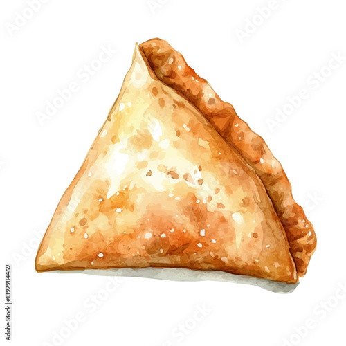 watercolor of Samosa A Beautifully Detailed, isolated on a white background.