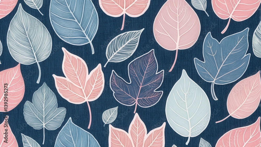 Naklejka premium Delicate leaves pattern