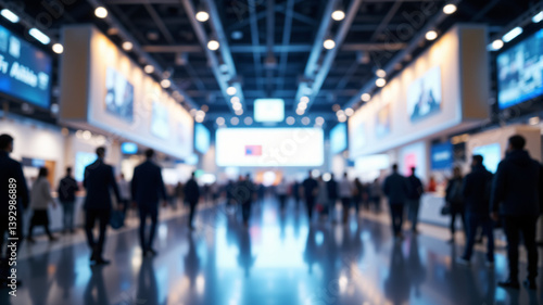 Wallpaper Mural Busy exhibition hall with attendees and displays Torontodigital.ca