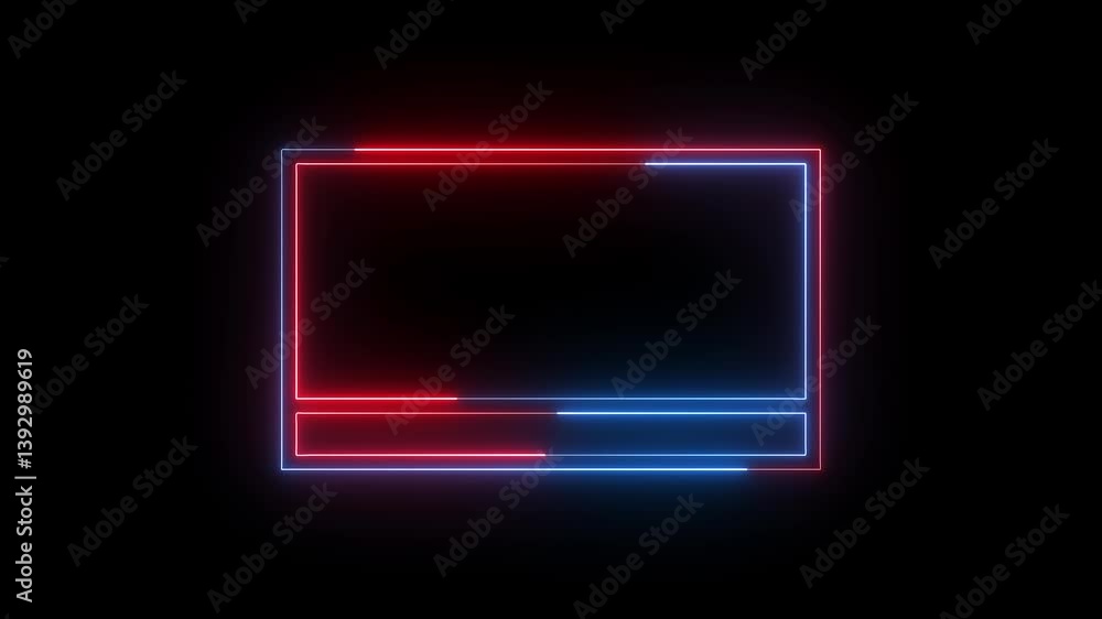 Dock bottom icon animation glowing neon red blue color sign symbol on black background Dock bottom icon animation glowing neon red blue color sign symbol on black background