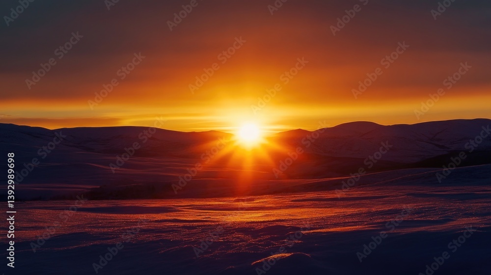 Obraz premium Sunset on Snowy Mountains
