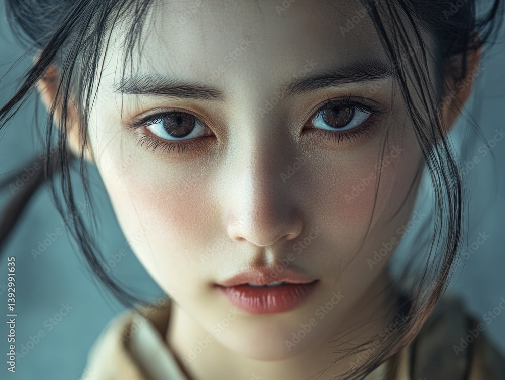 Woman's Face with Long Hair