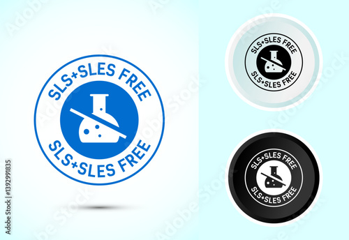 SLS free icon design illustration, SLS and SLES free label badge for web, Color black and white
