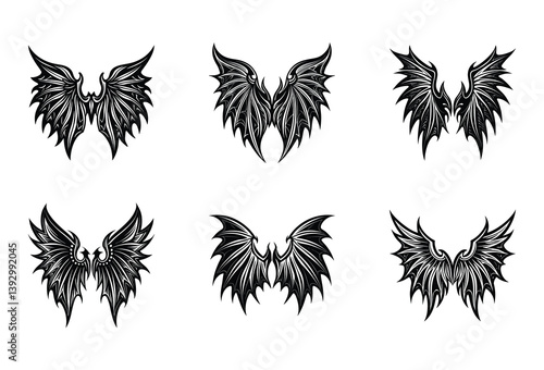 Heavenly vs. Hellish Wings Vector Set – A balanced bundle of divine and demonic wing illustrations for fantasy character creators.