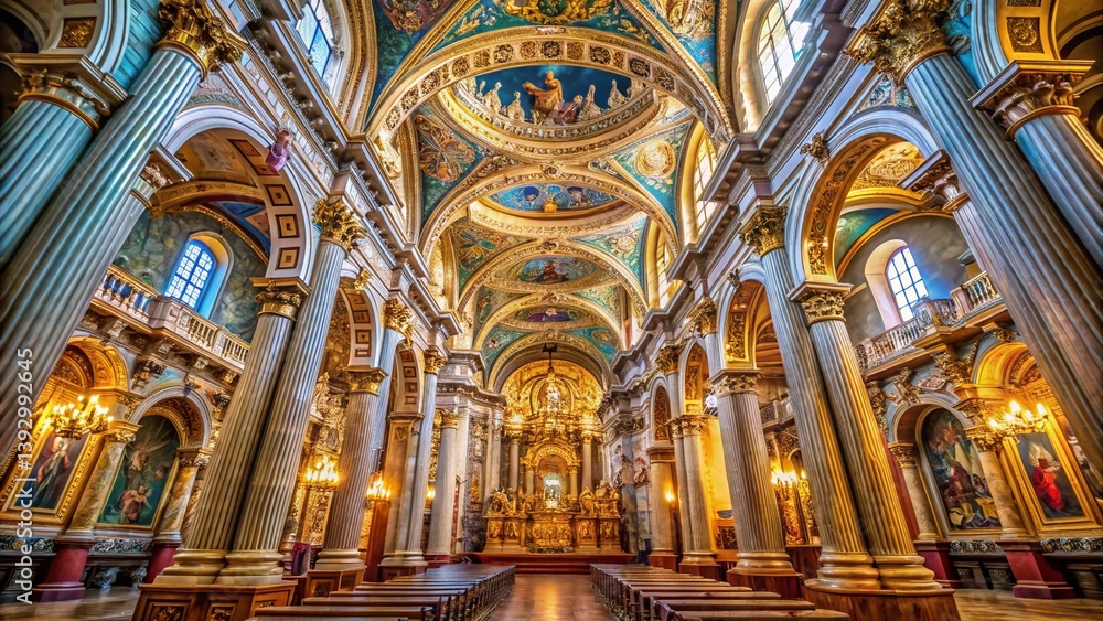 Fototapeta premium AweInspiring Interior of Zaragozas Basilica of Our Lady of the Pillar A Spanish Architectural Masterpiece
