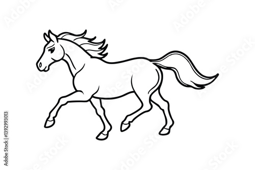 Line art drawing of a galloping horse.eps