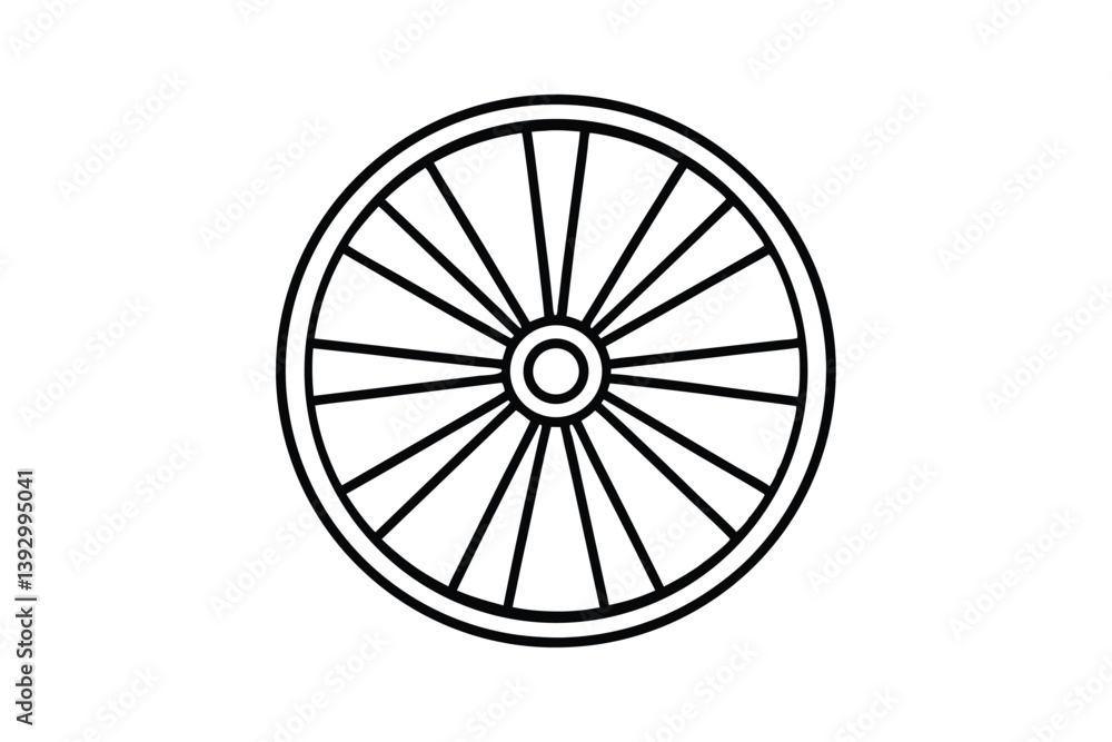 Line art drawing of a wagon wheel.eps Line art drawing of a wagon wheel.eps