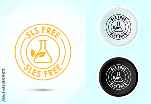 SLS free icon design illustration, SLS and SLES free label badge for web, Color black and white