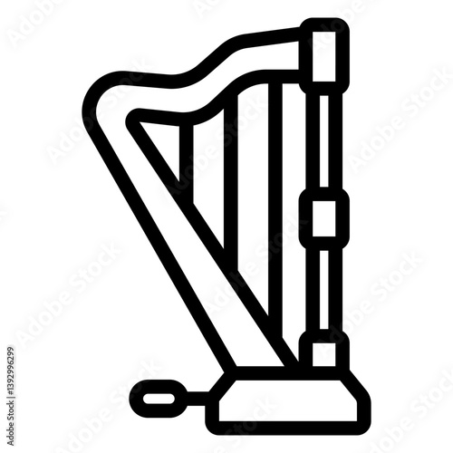 Harp with pedal line icon, musical instruments concept. Vector graphics. Lyra with strings sign on white background, style mobile or design.