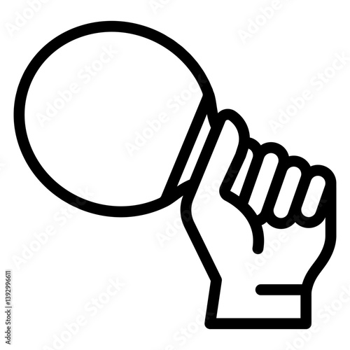 Hand with racket line icon, table tennis concept. Vector graphics. Tennis player, hand sign on white background, style mobile or design.