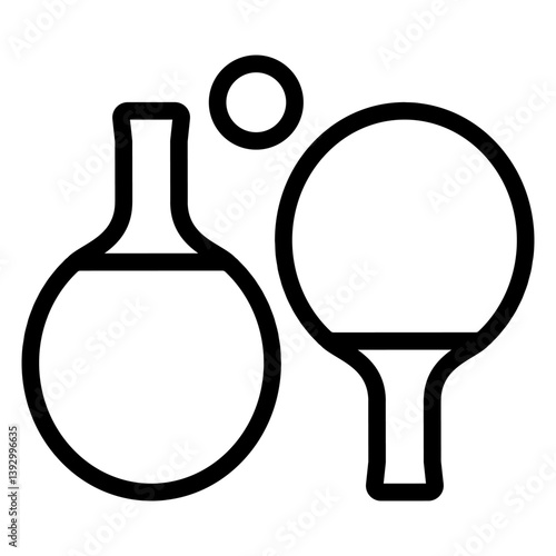 Tennis rackets pair line icon, table tennis game concept. Vector graphics. Rackets and ball sign on white background, style mobile or design.