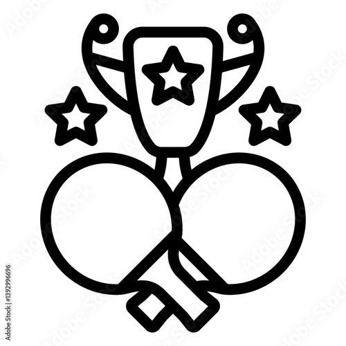 Tennis game winner cup line icon, table tennis concept. Vector graphics. Champion trophy, sport sign on white background, style mobile or design.