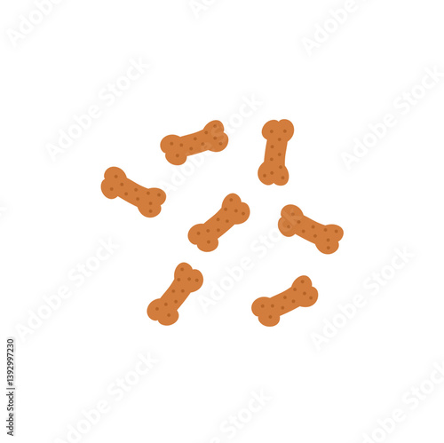 Pet dry food illustration. Pet shop cat product. Flat cartoon snack for animal.