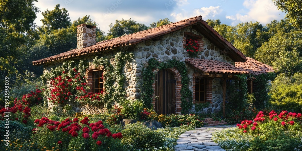 Stone cottage with garden