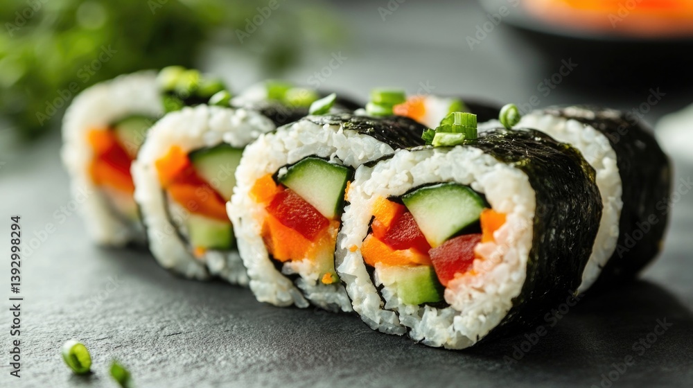 Sushi Roll with Cucumbers and Carrots