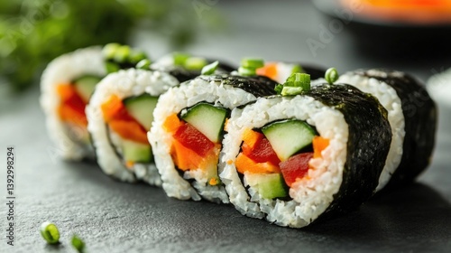Obraz na płótnie Sushi Roll with Cucumbers and Carrots w salonie