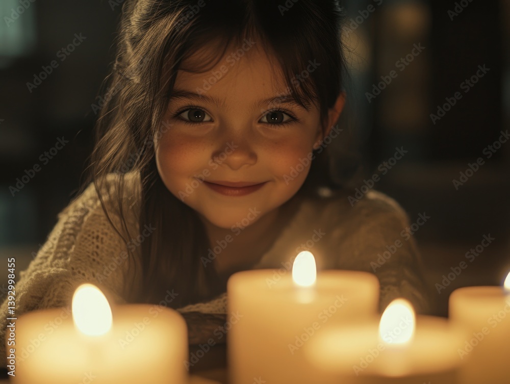 Girl with lit candles