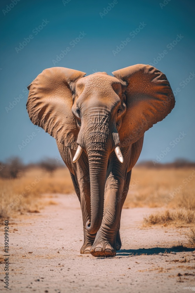 Elephant on dirt road