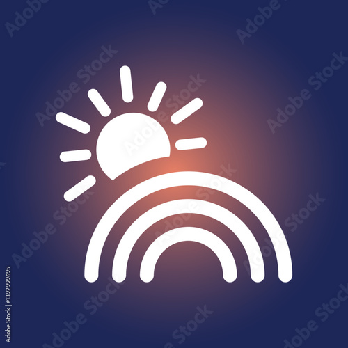 Sunny Rainbow trendy icon respectable abstract vector illustration colorful artwork beautiful design