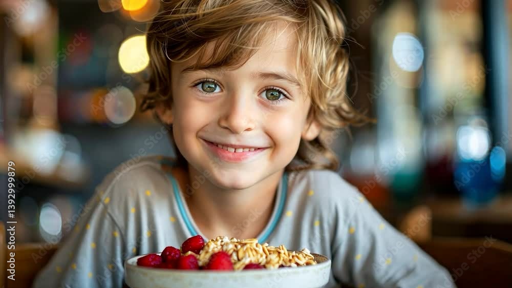 Adorable Child Enjoying a Healthy Breakfast Adorable Child Enjoying a Healthy Breakfast