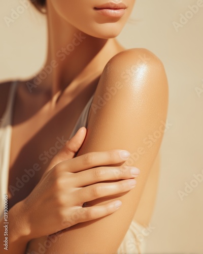 Beautiful Young Woman with Clean Fresh Skin. Facial treatment. Cosmetology, beauty, and spa. A nice and attractive girl with a pleasant smile.