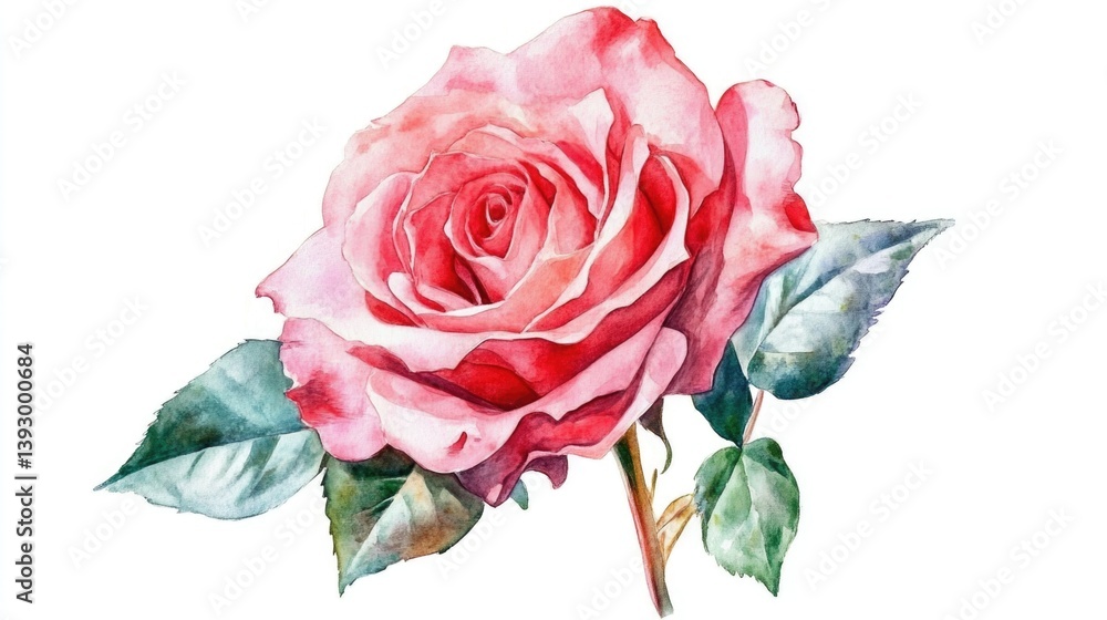 Pink Rose on White Background