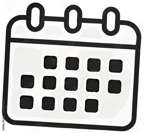 Simple calendar icon design in black and white.