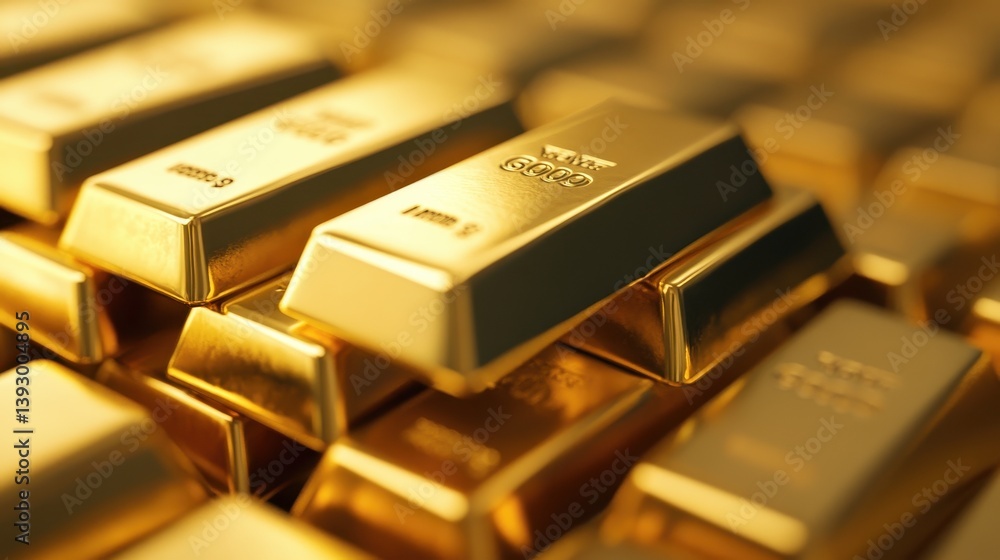 Close-up view of shining gold bars stacked neatly together. Close-up view of shining gold bars stacked neatly together.