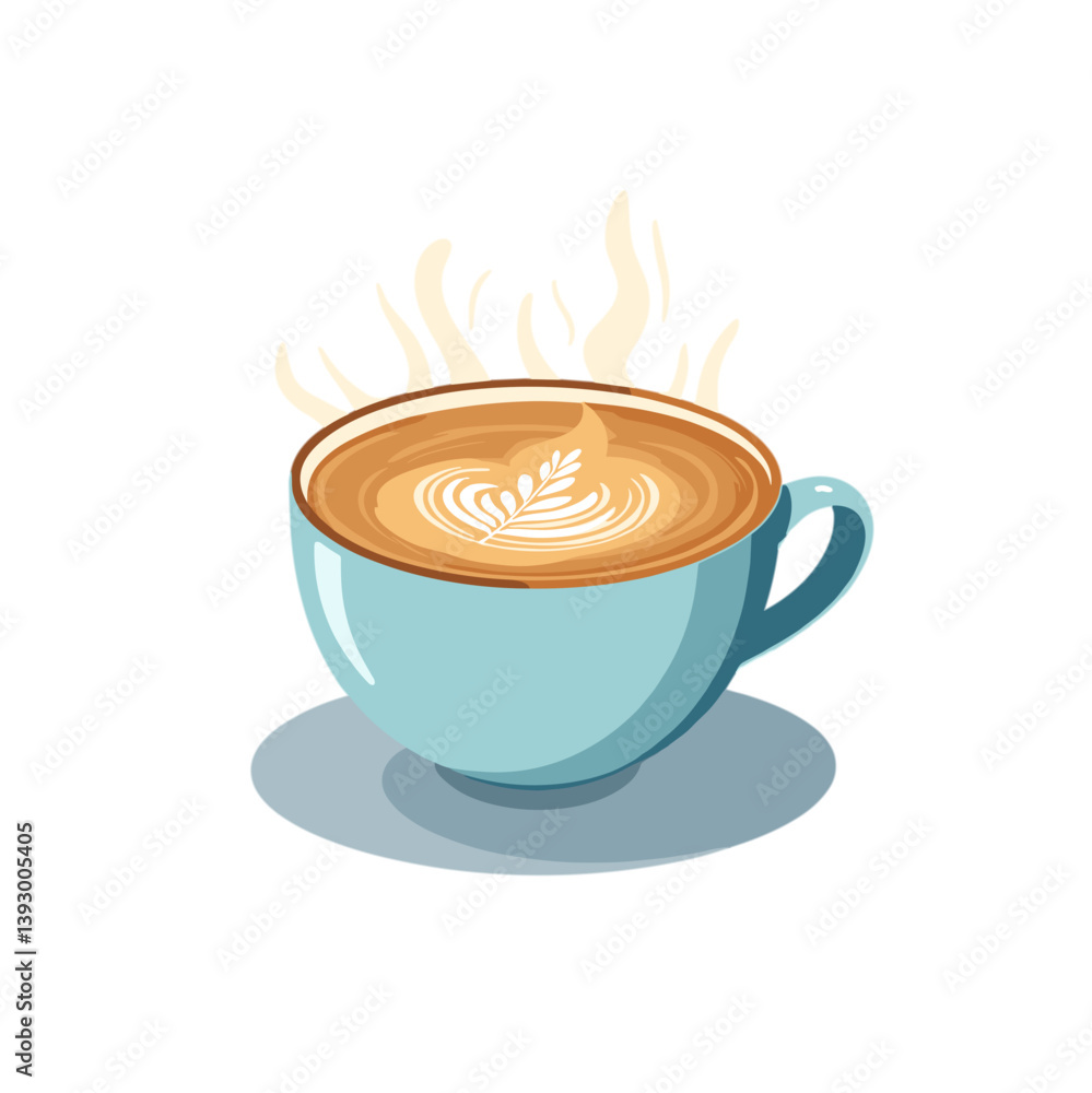 Obraz premium Coffee cup with latte art steaming 