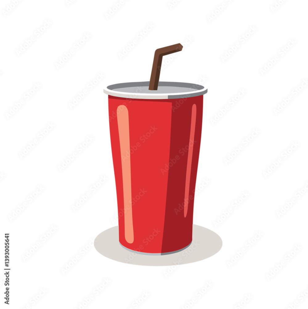 Red drink cup with straw in a minimalist design Red drink cup with straw in a minimalist design