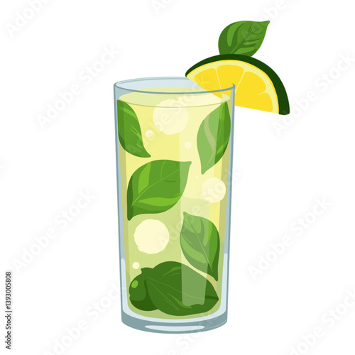 Refreshing mojito cocktail with mint and lime in a glass  