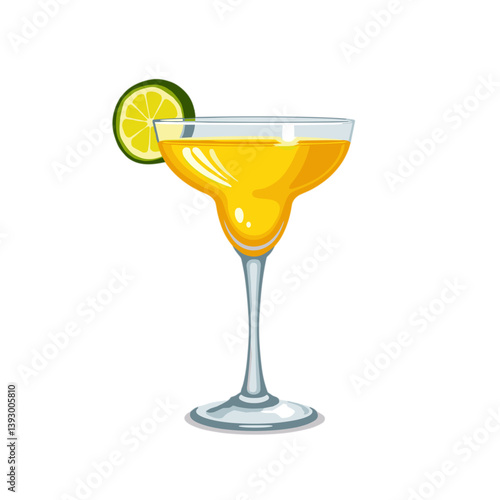 Margarita cocktail glass with lime slice 