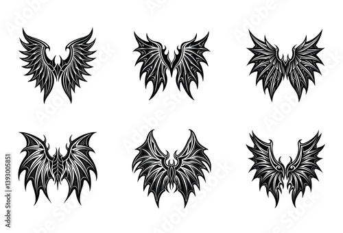 The Complete Wings Vector Collection – Includes holy angel feathers to terrifying demon wings, designed for fantasy artwork and character design.