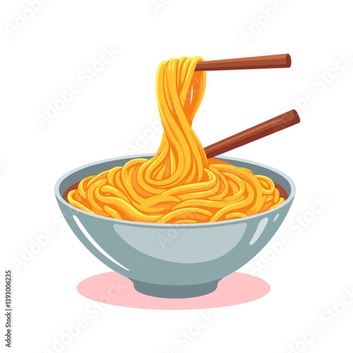 Bowl of Noodles with Chopsticks - No Background  