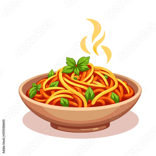 Delicious pasta dish in a bowl with herbs - no background  