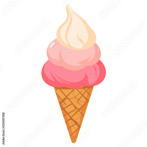 Ice Cream Cone with Swirled Toppings no background  