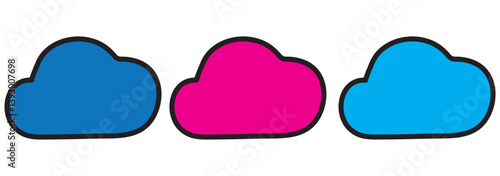 Cloud icon set - vector. cloud symbol in line and glyph style. Vector illustration