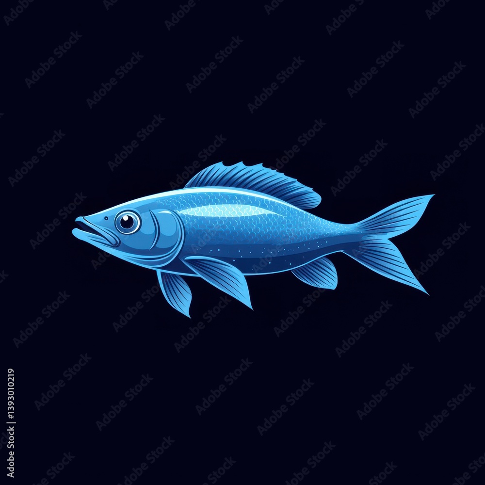 Colorful blue fish swimming in a dark background showcasing vibrant aquatic life and underwater beauty Colorful blue fish swimming in a dark background showcasing vibrant aquatic life and underwater beauty