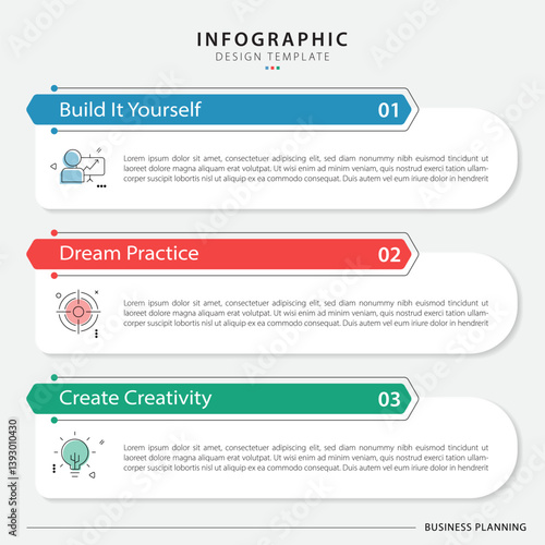 Business infographic template. 3 Step timeline journey. Process diagram, 3 options on white background, social media post, Infograph elements vector illustration.