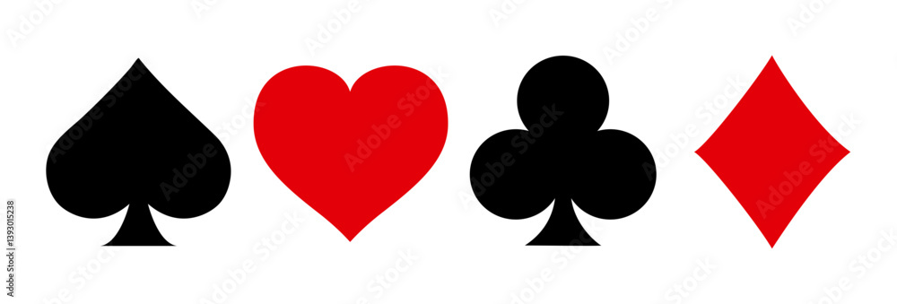 Playing cards suits icons set. Vector flat simple symbols collection. Playing cards suits icons set. Vector flat simple symbols collection.