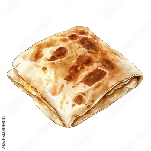 Roti John, watercolor illustration, isolated on a white background.


