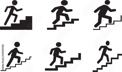 stairs icon set silhouette  vector art design